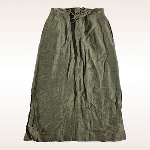 Linen Maxi Skirt Womens 8 Green Boho‎ Drawstring High Waist Summer Coastal Chic